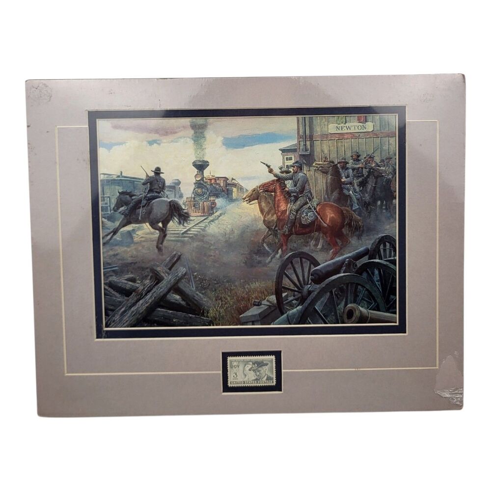 Vintage Mort Kunstler Civil War "Attacking The Train" Art Print 11"×14"